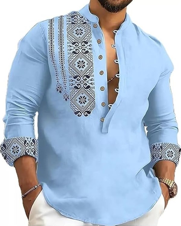 DEELMO Men's Cotton Blend Mandarin Collar Self One Design Full Sleeve Casual Short Kurta